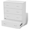 vidaXL Credenza a 4 Cassetti Bianca Mobiletto di Arredo Armadietto Cassettiera