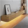 HYANXUE Mobile porta TV galleggiante, montaggio a parete, ripiani TV con porta, console multimediale TV, grande mobile portaoggetti sotto la TV (legno 2+LED, 180 cm)