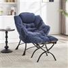 Rosebibi Lazy Chair with ottoman, Modern Lounge Accent, Armrests and a Side Pocket, Leisure Upholstered Sofa Reading, Footrest for Small Space, Corner Chair (Navy Blue)