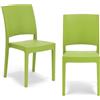 REDÒKASA Sedia in polipropilene FLORA, MADE IN ITALY, impilabile, resistente ai raggi UV, design moderno, ideale per interno ed esterno (2, Verde lime - Senza Braccioli)