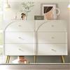 boorbin Cassettiera con 6 cassetti, colore: bianco crema (120 x 40 x 85 cm)