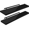 WOLTU Mensola da Muro, Set di 2, Scaffale Sospeso da Parete Libreria Piccola per Soggiorno Cameretta Porta CD DVD, Pannello MDF 120x22,9x3,8cm, Nero, RG9484sz-2