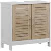 Vicco Mobile sottolavabo per bagno Looma, Bianco/quercia, 60 x 60 cm con 2 scomparti chiusi, utilizzabile come armadio sovrapponibile per lavatrice o WC
