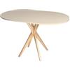 RAGABA Tavolo da pranzo ovale piccolo 100 x 75 cm, struttura a X, per 4 persone, in legno massiccio, moderno, salvaspazio, colore: beige