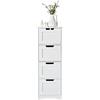 COSTWAY Mobile da Bagno con 4 Cassetti, Mobile Autoportante da Terra per Bagno, Mobiletto Multiuso da Soggiorno Cucina Camera da Letto Ufficio, Stile Moderno, Bianco, 30 x 30 x 83 cm