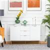 DecHome - Madia Soggiorno Moderna 2 Ante e 3 Cassetti in Legno e Metallo 120x76h colore Bianco