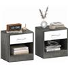 HOMCOM Set 2 Comodini per Camera da Letto 39x28x41 cm Bianco e Grigio Scuro