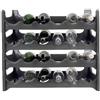 VIRSUS Cantinetta scaffale componibile Color Grigio, misura 60x24x54 cm, cantina in Plastica con 4 Ripiani da 6 slot, Portabottiglia impilabile per vino, acqua, acqua champagne -2073F (24 Bottiglie)