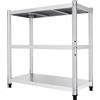 KigerNee Scaffale da cucina in acciaio inox a 3 ripiani, 80 x 80 x 40 cm, 201, con ripiani regolabili in altezza (distanza di 30 cm), carico fino a 50 kg, antiruggine e impermeabile, per cucina/bagno