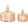 Cetfuro Barattoli di Vetro Decorativi con Coperchio Ciotola di Vetro di Cristallo con Coperchio Supporto Qtip Vanity Barattolo di Metallo Organizzatore per Il Bagno