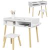 HOMCOM Set Tavolino per Bambini con Sgabello Abbinato, Piano Liscio, Bianco | Banchetto Scuola con Superficie per Costruzioni, Rotolo di Carta, Disegnare