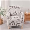 FANSU Copripoltrona 1 Posto Chesterfield Elasticizzato, Stampa di Fiori e Foglie Poltrona Club da Cocktail Lavabile Tub Chair Copripoltrona per Camera da Letto Soggiorno (Foglie profumate)