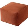 Thdsubb Pouf ottomano non imbottito Velluto a coste Puff Poggiapiedi quadrato Con maniglia per soggiorno, camera da letto (Arancione,40-40-30cm)