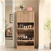 Plcnn Scarpiera Salvaspazio Slim Ingresso, Scarpiera Portascarpe con 3 Ante a Ribalta, 24 Paia Di Scarpe, Armadio per Scarpe per Ingresso, Corridoio, L60xP24xH113 cm (Legno originale)