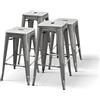 PAZZO DESIGN Sgabello da bar e cucina, Set da 4, Grigio, 42x42x76, Gambe Metallo, Sala da Pranzo, Impilabili, Per Bistrò Bar e Ristoranti, Cucina, per Interni - id_2333