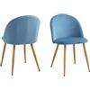 HJhomeheart Set di 2/4/6 Sedie con Schienale Sedia da Pranzo in Velluto, Adatta per Soggiorno, Camera da Letto, Cucina (Blu-2)
