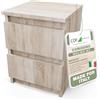 CDF Comodino Tavolino con Cassetti per Camera da Letto Soggiorno Studio Oggetti Quotidiani Accessori Libri Moderno Mobile Arredo Casa Design Minimalista Laterale - M2 Rovere Sonoma