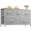 WLIVE Cassettiera in Tessuto con 5 Cassetti, Cassettiera Camera da Letto, Credenza, Struttura in Acciaio, Ideale per Soggiorno, Cameretta dei Bambini, Corridoio, Facile da Installare (Grigio Chiaro)