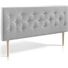 marcKonfort Testiera di Tessuto Oslo 90X100, Grigio, Gambe di Legno, Kit Montaggio Incluso