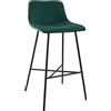CLP Sgabello da Bar Imbottito Altona, Sedia da Bar con Schienale e poggiapiedi, Sgabello Moderno per Cucina, con Struttura in Metallo Nero, Colore:Verde, Materiale:Velluto