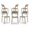 REDÒKASA Set 6 sedie in polipropilene KATE, impilabile, resistente ai raggi UV, design moderno, ideale per sala da pranzo, cucina, sala d'attesa, bar, ristoranti o da esterno (Tortora, 6)
