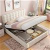 BestAlice Letto con cassetti 160x200 cm, letto matrimoniale trapuntato con illuminazione LED, rete a doghe, tessuto in velluto, con spazio di archiviazione, funzione idraulica per adulti e giovani