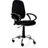 IDEALSEDIE DI GALIZIA MICHELE SEDIA DA UFFICIO, SEDIA PER SCRIVANIA ERGONOMICA, ELEVAZIONE A GAS, CONTATTO PERMANENTE, CON BRACCIOLI GIA' MONTATI, BASE CROMATA CON RUOTE, PRODOTTO IN ITALIA , CERTIFICATA (BLU, acrilico)