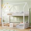 Trdlpyn Letto a Castello per Bambini 90 * 200, Montessori letto per Ragazzi - 1 x Rete a doghe, Struttura in Metallo, Letto a forma di Casa per Bambini, Bianco(Senza Materasso)