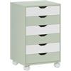 HOMCOM Cassettiera da scrivania, schedario mobile con 6 cassetti, supporto per stampante con rotelle, guide silenziose, per ufficio, casa, verde e bianco