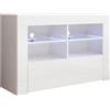 MB Muebles Bonitos, Mobile TV Lilian, Soggiorno Moderno, LED RGB, Melamina, Finitura Lucida, Bianco, 100x65cm
