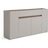 Arreditaly Credenza Moderna Madia In Melaminico Con 4 Ante E 1 Cassetto Mobile Contenitore Sala da Pranzo Soggiorno Design Senza Maniglie Elegante Capiente 170 x 85 x 40 cm (Noce Chiaro)