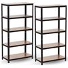 Brigros - Set Scaffali In Metallo 150x75x30cm Portata Totale 875 Kg, 5 Ripiani MDF, Carico Per Ripiano 175 Kg Scaffale Salvaspazio Per Garage, Officina, Cantina, Magazzino (Nero)