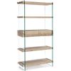 Yellowshop - KENYA Libreria soggiorno studio 4 piani e 2 cassetti in vetro temperato 12 mm e mdf legno chiaro L90xP39xH180 cm