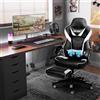 YU YUSING Sedia Gaming Massaggiante, Sedia Ergonomica da Ufficio, Altezza Regolabile, Sedia Ufficio con Supporto Lombare e Poggiatesta, Poltrona Gamer PC, PU con Poggiapiedi Retrattile, Bianco