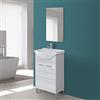 Inbagno Composizione da Bagno 56x45 Moderna a Terra con Piedi Cromo Lucido - Completo di Specchio e Lavabo in Ceramica