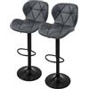 ML DESIGN modern living ML-Design Set di 2 Sgabelli da Bar Rivestimento in Ecopelle Antracite Sedia da Banco Regolabile in Altezza 59-79 cm Girevole a 360° Sgabello Alto da Cucina Sedie da Bistrot con Schienale e Poggiapiedi