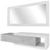 Arreditaly Mobile Maiorca Mobiletto Da Ingresso Sospeso Con Cassetto Mensola e Specchio Arredo Arredamento Sala 81 x 116 x 29 cm Colore Bianco Lucido e Grigio Cemento