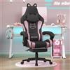 bigzzia Sedia Gaming Carina con Orecchie di Gatto, Sedia da Gioco con supporto Lombare Massaggiante, Sedia Ergonomica per Computer per Ragazza con Poggiapiedi e Poggiatesta (nero e rosa)