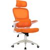 TRISENS Sedia da ufficio flessibile in moderno effetto rete, ergonomica, con supporto per collo e lordosi, con schienale in rete traspirante e funzione basculante, colore: bianco/arancione