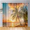 Odot Tende Semi Trasparenti per Interni, Motivo Onde Oceano 3D Tenda Voile con Occhielli 2 Pezzi Tenda Filtranti Finestra Tende Camera da Letto Moderna (140x275cm,Alba)