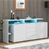 Witimisy Moderna credenza multifunzione con LED, per soggiorno e sala da pranzo (buffet), bianco lucido, 160 x 35 x 70 cm