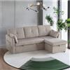 Wyibwy Divano letto,con contenitore e letto estraibile,con tasche laterali e cuscini,intercambiabile da sinistra a destra,combinazione di divano a L,divano angolare,velluto,grigio