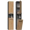 3E 3xE living.com Mobili da bagno antracite e rovere artigianale - mobile in piedi, colonna bagno, mensola, L: 30 cm, H: 174 cm, L: 30 cm