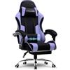 GTPLAYER Sedia da gioco, sedia da ufficio, sedia ergonomica, sedia da gioco, con supporto per massaggi, sedie task con poggiapiedi e poggiatesta, tessuto viola