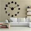 Beisite Tazza da caffè Arte da Parete Caffetteria Orologi da Parete giganti DIY Cafe House Adesivi DIY Decorativi Grandi lancette Orologio Senza Cornice Grande Orologio (Nero, 47)