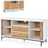 KOMFOTTEU Credenza con ante scorrevoli, armadio a buffet con 2 cassetti e 1 ripiano aperto, comò in legno con protezione antiribaltamento, mobile TV per soggiorno, cucina, 150 x 45 x 74 cm