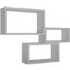MODULARREDO | Trittico set di 3 mensole da muro, libreria sospesa e parete, grigio sasso, 45x27 cm, 40x22 cm, 35x17 cm, kit tasselli incluso