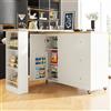 SogesHome Tavolo da bar girevole a 360° con isola della cucina, carrello da cucina su ruote con 3 cassetti, 2 porte, porta snack e ripiano laterale per cucina, sala da pranzo, soggiorno, 138-209 x 39