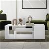 ML DESIGN modern living ML-Design Tavolino da caffè per Salotto 110 x 50 x 41 cm con Ripiani Tavolo da Divano Moderno con Spazio di Stoccaggio in Truciolato Rivestito Bianco Mobili da Soggiorno