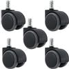Mendler Set 5x ruote per sedie poltrone girevoli 50mm HWC-H86 plastica poliuretano - grigio